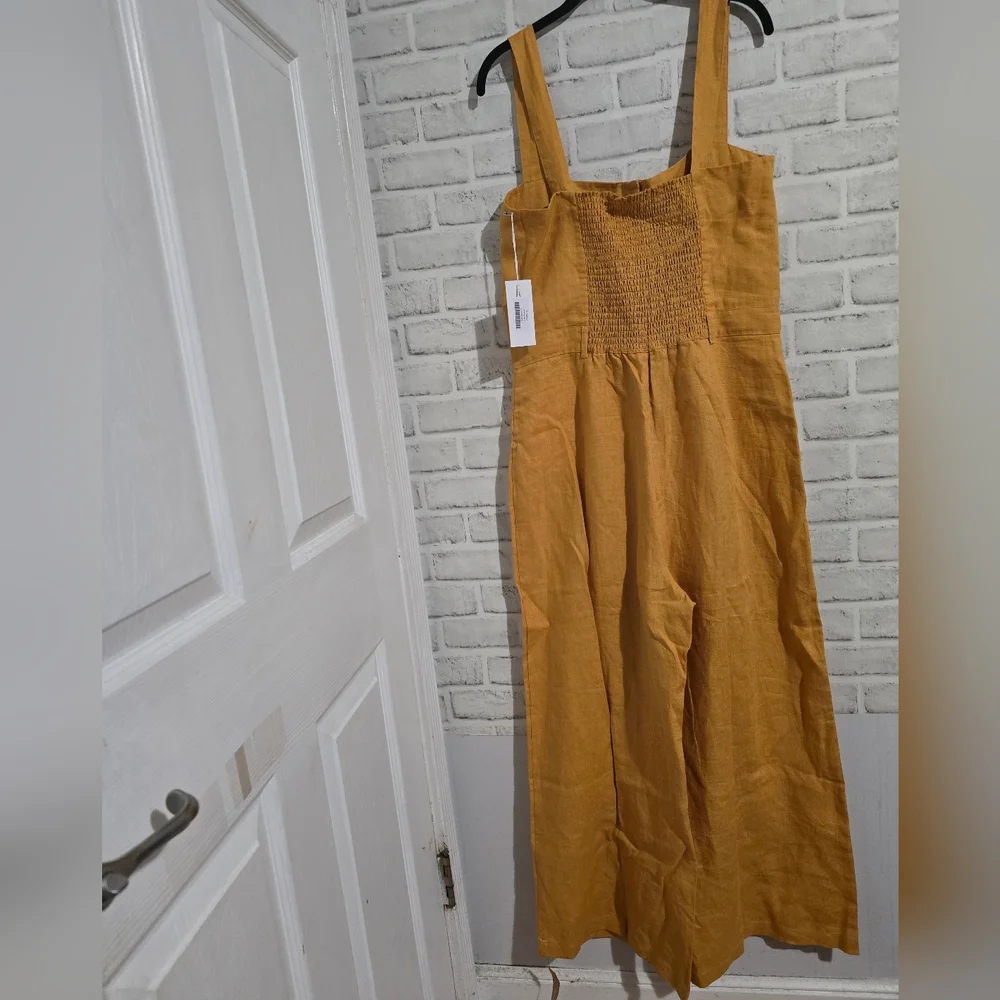 NEW Reformation Tyler Jumpsuit Ochre Mustard Yellow size 12‎